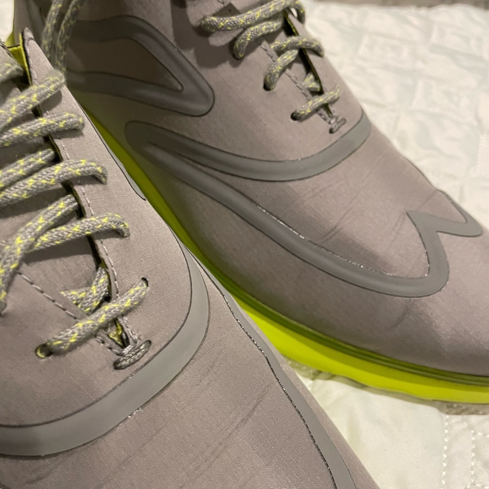Gray and Yellow Sneakers with Neon Sole